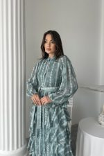 Mint Uzun Volanlı Elbise - Görsel 4