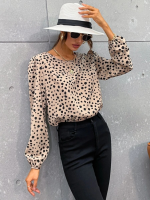 Kadın Uzun Kollu Bisiklet Yaka Desenli Bluz - Görsel 2