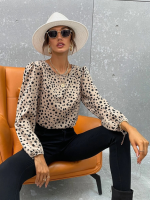 Kadın Uzun Kollu Bisiklet Yaka Desenli Bluz - Görsel 3