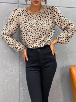 Kadın Uzun Kollu Bisiklet Yaka Desenli Bluz - Görsel 4