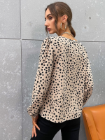 Kadın Uzun Kollu Bisiklet Yaka Desenli Bluz - Görsel 6