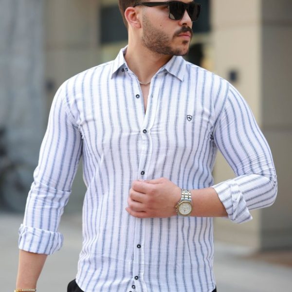Erkek çizgili Uzun Kollu Gömlek