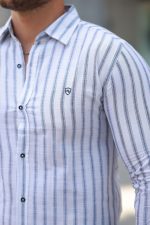 Erkek çizgili Uzun Kollu Gömlek - Görsel 3