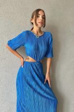 Mavi Piliseli Elbise - Görsel 2