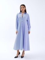 5857 ELBİSE-MAVİ BEYAZ ÇİZGİLİ