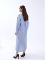 5857 ELBİSE-MAVİ BEYAZ ÇİZGİLİ - Görsel 2