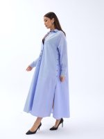 5857 ELBİSE-MAVİ BEYAZ ÇİZGİLİ - Görsel 5