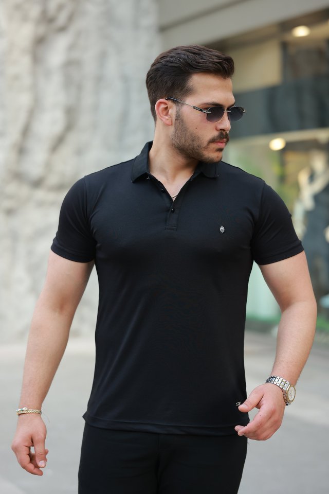 33ece192e9ee26d1d12d5cdb6bda57a8_60910-0.jpg Erkek Yakalı Arma Detaylı Kısa Kollu Tişört - Görsel 1