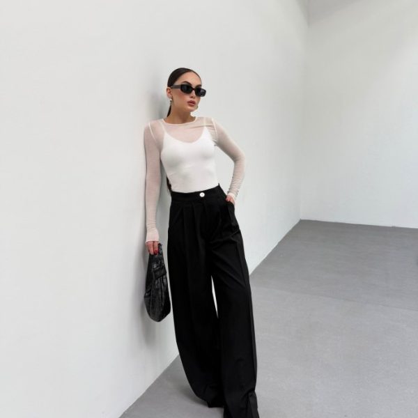 230 Gr Poly Viscose Full Lycra Pi̇leli̇ Palazzo Pantolon