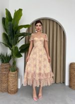 ŞİFON KUMAŞ DİJİTAL DESEN BASKILI ELBİSE - Görsel 5