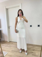 Sırt Dekolteli Uzun Kollu Elbise - Görsel 2