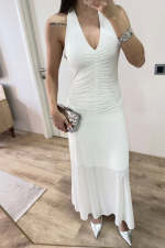 Sırt Dekolteli Uzun Kollu Elbise - Görsel 3