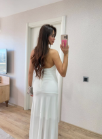 Sırt Dekolteli Uzun Kollu Elbise - Görsel 4