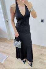 Sırt Dekolteli Uzun Kollu Elbise - Görsel 3