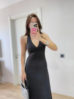 Sırt Dekolteli Uzun Kollu Elbise - Görsel 4