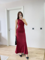 Kolsuz Büzgülü Uzun Elbise - Görsel 4