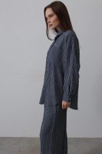 Çizgili Cep Detaylı Oversize Takım - Görsel 4