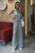 Halter Yaka Yelekli Modal Takım 10144 - Görsel 5