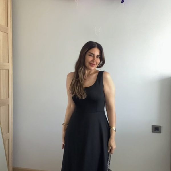 Kadın Askılı Kare Yaka Yırtmaçlı Midi Janjan Krep Elbise