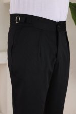 Erkek Duble Paça Yandan Tokalı Cord Desenli Old Money Pantolon - Görsel 4