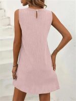 Kadın Sıfır Kollu Bisiklet Yaka Bürümcük Elbise - Görsel 2