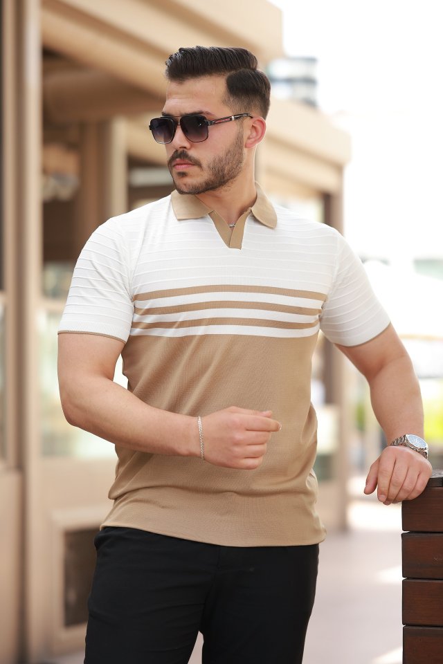 33ece192e9ee26d1d12d5cdb6bda57a8_63377-0.jpg Erkek çizgi Desenli Yakalı Kısa Kollu T-shirt - Görsel 1