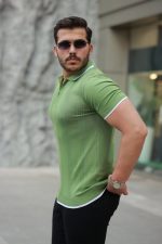 Erkek Fermuar Yakalı Kısa Kollu Tişört - Görsel 2