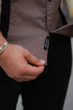 Erkek şerit Detaylı Uzun Kollu Pamuklu Keten Gömlek - Görsel 3