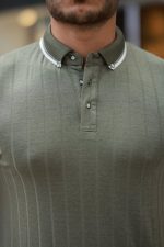 Erkek Düğme Yakalı Jakar Kumaş Kısa Kollu Tişört - Görsel 3