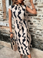 Kadın Balıkçı Yaka Arkadan Bağlamalı Kuşaklı Midi Boy Jessica Elbise - Görsel 8