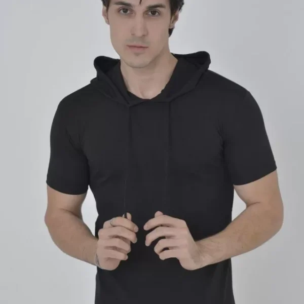 Erkek Kapşonlu Slim Fit T-shirt