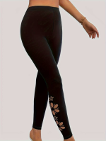 Kadın Yanları Lazer çiçek Kesim Yüksek Bel Dalgıç Tayt - Görsel 5