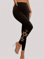 Kadın Yanları Lazer çiçek Kesim Yüksek Bel Dalgıç Tayt - Görsel 6