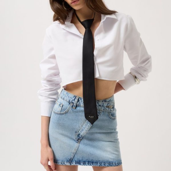 Asimetrik Kemer Denim Mini Etek