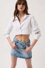 Asimetrik Kemer Denim Mini Etek - Görsel 3