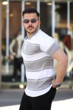 Erkek Yakalı Fermuarlı çift Renk Kısa Kollu T-shirt - Görsel 2