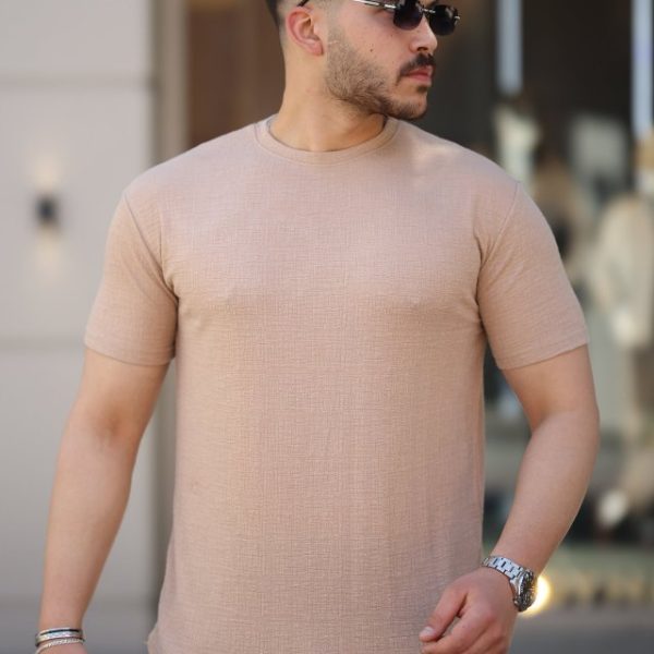 Erkek Ağaç Kabuğu Desenli Kısa Kollu T-shirt