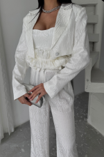 JAKARLI BLUZU TASARIM DETAYLI CEKET-PANTOLON-BLUZ 3 LÜ TAKIM - Görsel 3