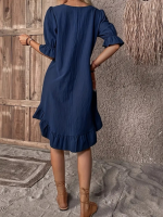 Kadın Kısa Kollu Kol Ve Eteği Volanlı Bisiklet Yaka Aerobin Elbise - Görsel 2