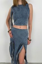 Fırfır Detay Denim Bluz - Görsel 3
