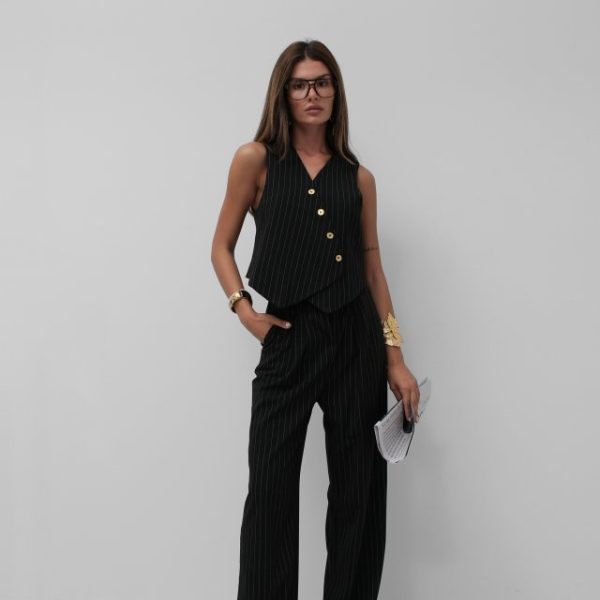 V Yaka Çizgili Kruvaze Yelek