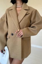 Camel İki Düğmeli Manto - Görsel 3