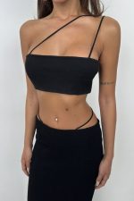 İp Detay Dokulu Maxi Etek - Görsel 4