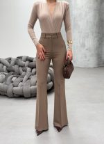 230 Gr Poly Viscose Full Lycra İspanyol Paça Pantolon - Görsel 3