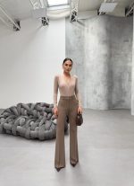 230 Gr Poly Viscose Full Lycra İspanyol Paça Pantolon - Görsel 4