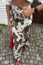 İnce Deri Kemerli Chanel Saten Etek 4050 - Görsel 3