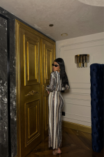 ŞERİT PAYET CROP BLUZ - YIRTMAÇLI ETEK TAKIM - Görsel 4