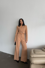 CROP CEKET - PANTOLON TAKIM GOLD DÜĞME DETAYLI