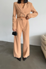 CROP CEKET - PANTOLON TAKIM GOLD DÜĞME DETAYLI - Görsel 2