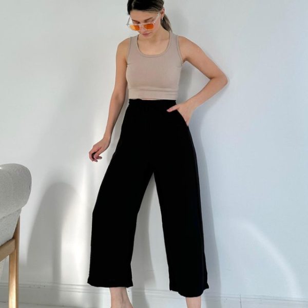 Siyah Keten Pantolon